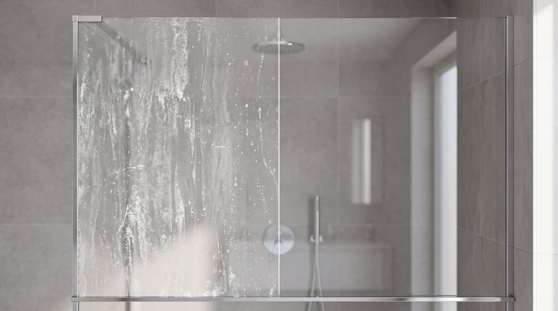 nettoyer vitre douche calcaire - avant après chiffon microfibre