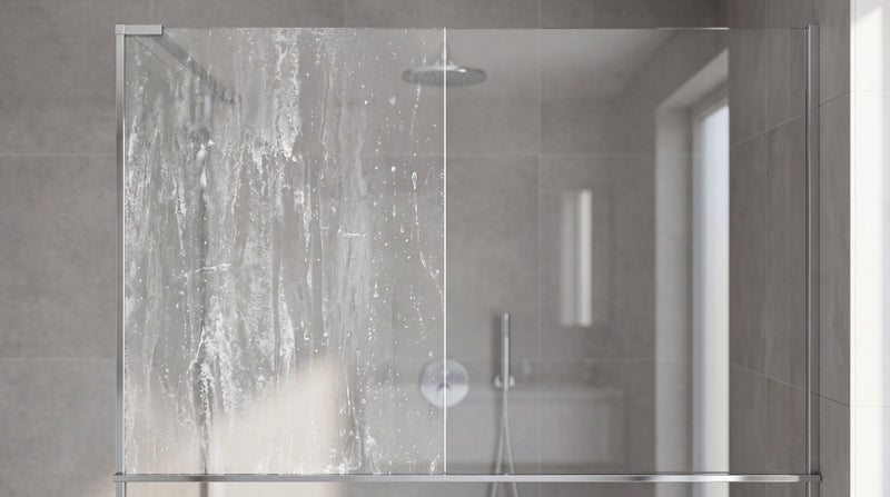nettoyer vitre douche calcaire - avant après chiffon microfibre