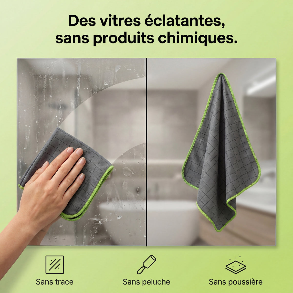 Chiffon Microfibre Carbone XXL — Zéro trace, toutes surfaces