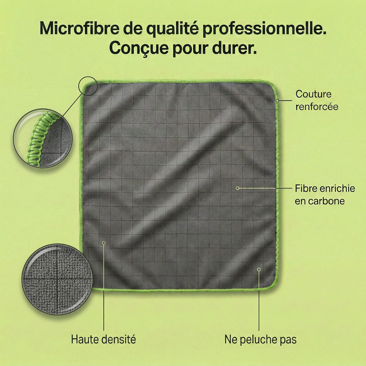 Chiffon Microfibre Carbone XXL — Zéro trace, toutes surfaces